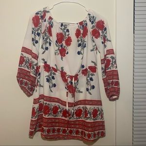 Floral tie belt dress